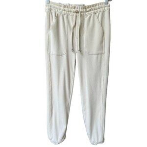 Democracy Women's High Rise‎ Ribbed Jogger Pants M Beige